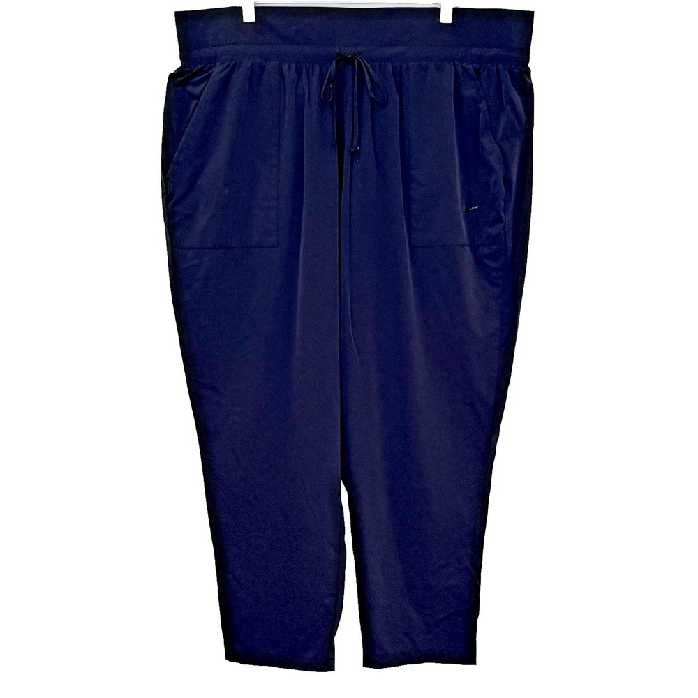 Nike DriFit Athletic Crop Pants Womens 2X Black Elastic Drawstring Waist Pockets